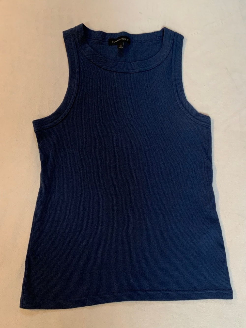 Banana Republic Blue M Ribbed Tank Coastal Cottagecore Dainty Feminine Classic